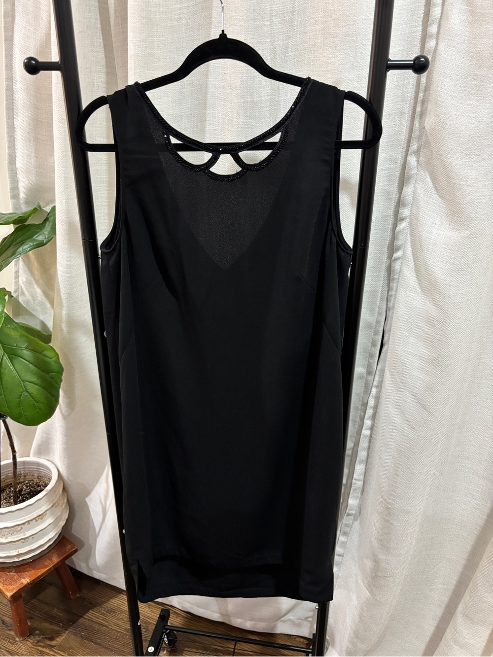 H&M Black Sleeveless Midi Dress with Cutout Neckline